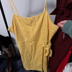 Yellow Sleeveless Dress with Bow Detail
